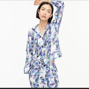 New J Crew Drapey button up top in vintage floral stripe Sz. Large